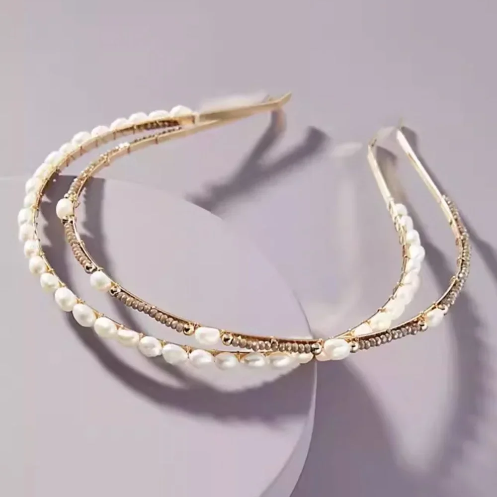 Anthropologie Pearl-Embellished Headband Set